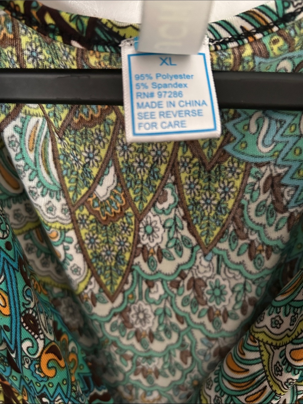 Tropical Teal and Brown Paisley Twist-Front Midi Dress weekend evening or beach - Picture 3 of 12